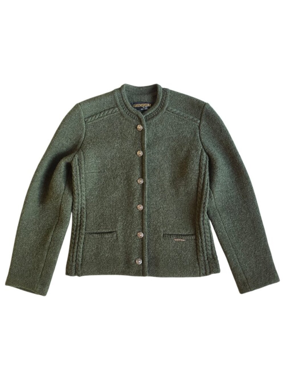 VTG Geiger Tyrol Jacket Women's 38 (S US) Metal Buttons 100% Boiled Wool Austria